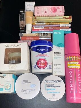 Neutrogena & Clearasil Skincare + Makeup Bundle - Pink, White, Blue